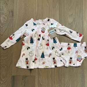 Angel Dear Nutcracker Print Baby Dress and Bloomers Set